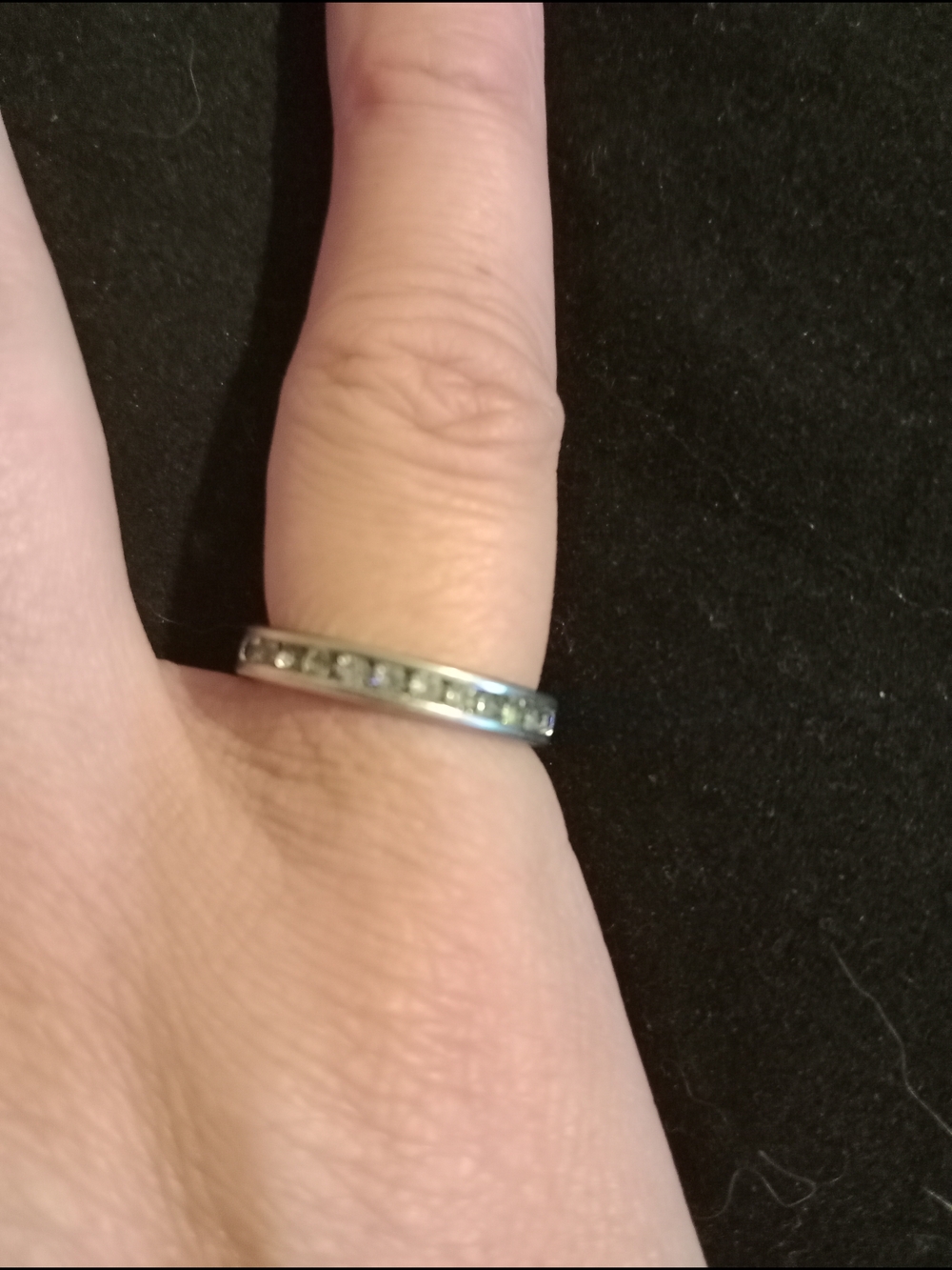 Silver Tone Crystal Channel-Set Band